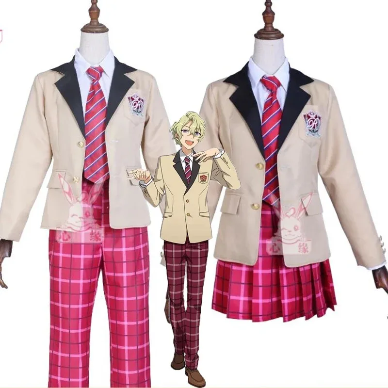 2025 11 Tomoe Hiyori/Sazanami Jun Game Ensemble Stars Cosplay Eve Reimei Gakuen زي موحد مقاس كبير شعر مستعار للمدرسة