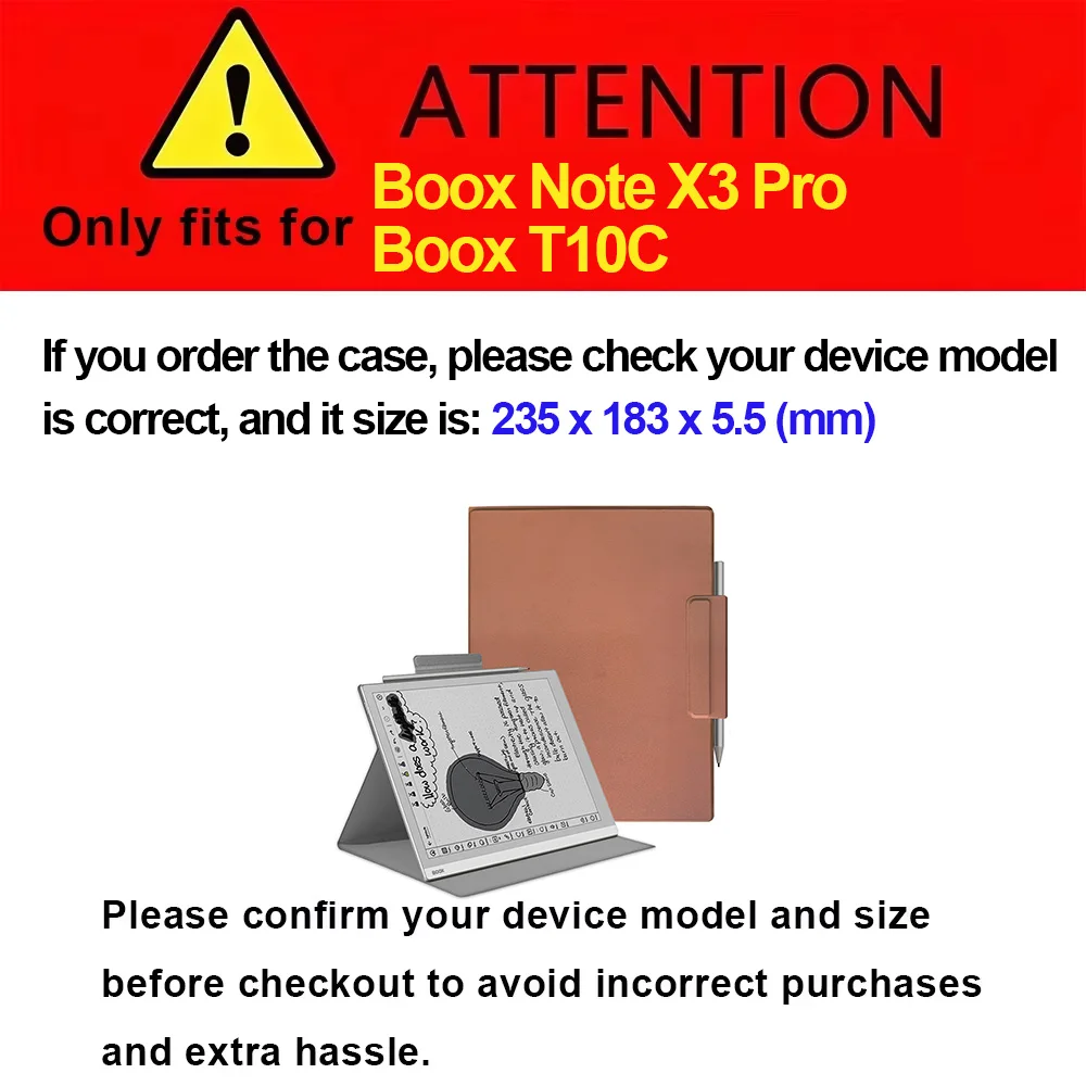 Case for 10.3-inch Onyx Boox T10C / Note X3 Pro, Flip Folio Slim Lightweight Leather Cover Closure Protective Cases