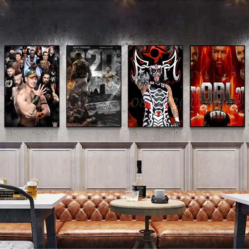 1 قطعة ملصق W-Wwe رائع ذاتي اللصق فني مقاوم للماء ورق ملصق مقهى بار ديكور جدران الغرفة