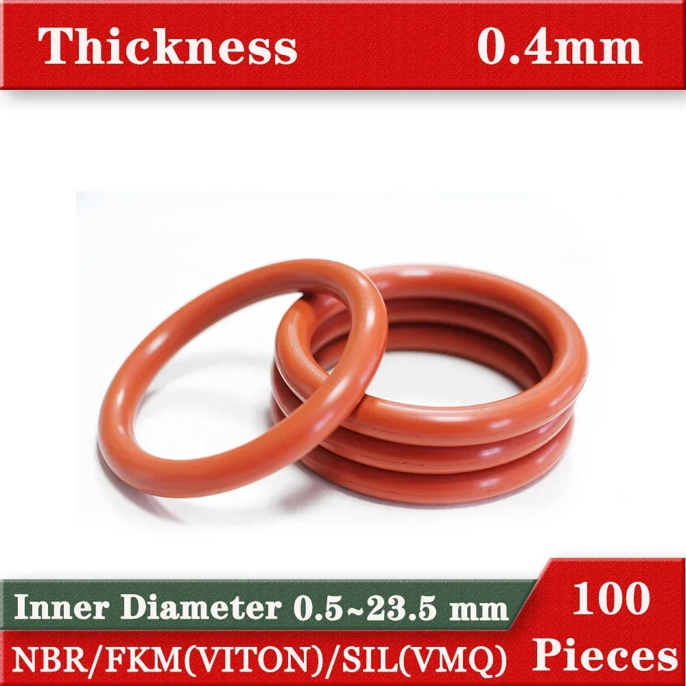 100 pcs Thickness 0.4mm Silicone ring  NBR Viton FKM gasket  o ring Rubber  Oring  ID 0.5-13.5mm Small Size RUbber Ring Seals