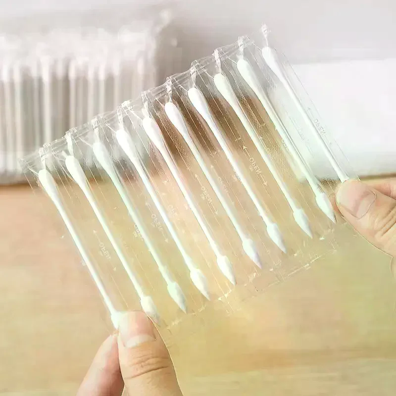100/200Pcs Individually Packaged Disposable Cotton Swabs For Makeup Cleaning Ear Tips Travel Use