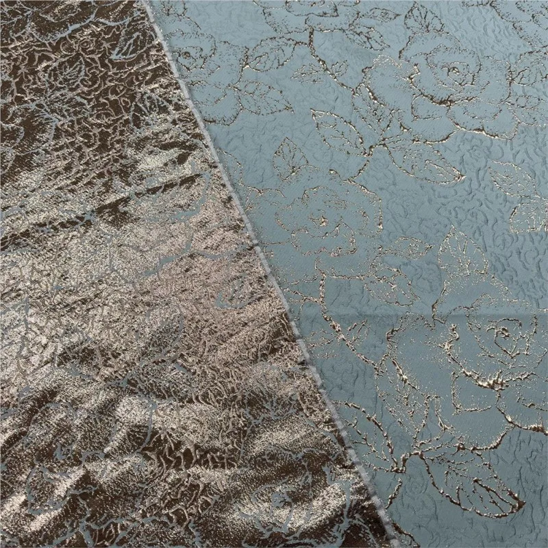 Elegant gold silk jacquard puffy skirt fabric windbreaker wedding dress brocade satin fashion