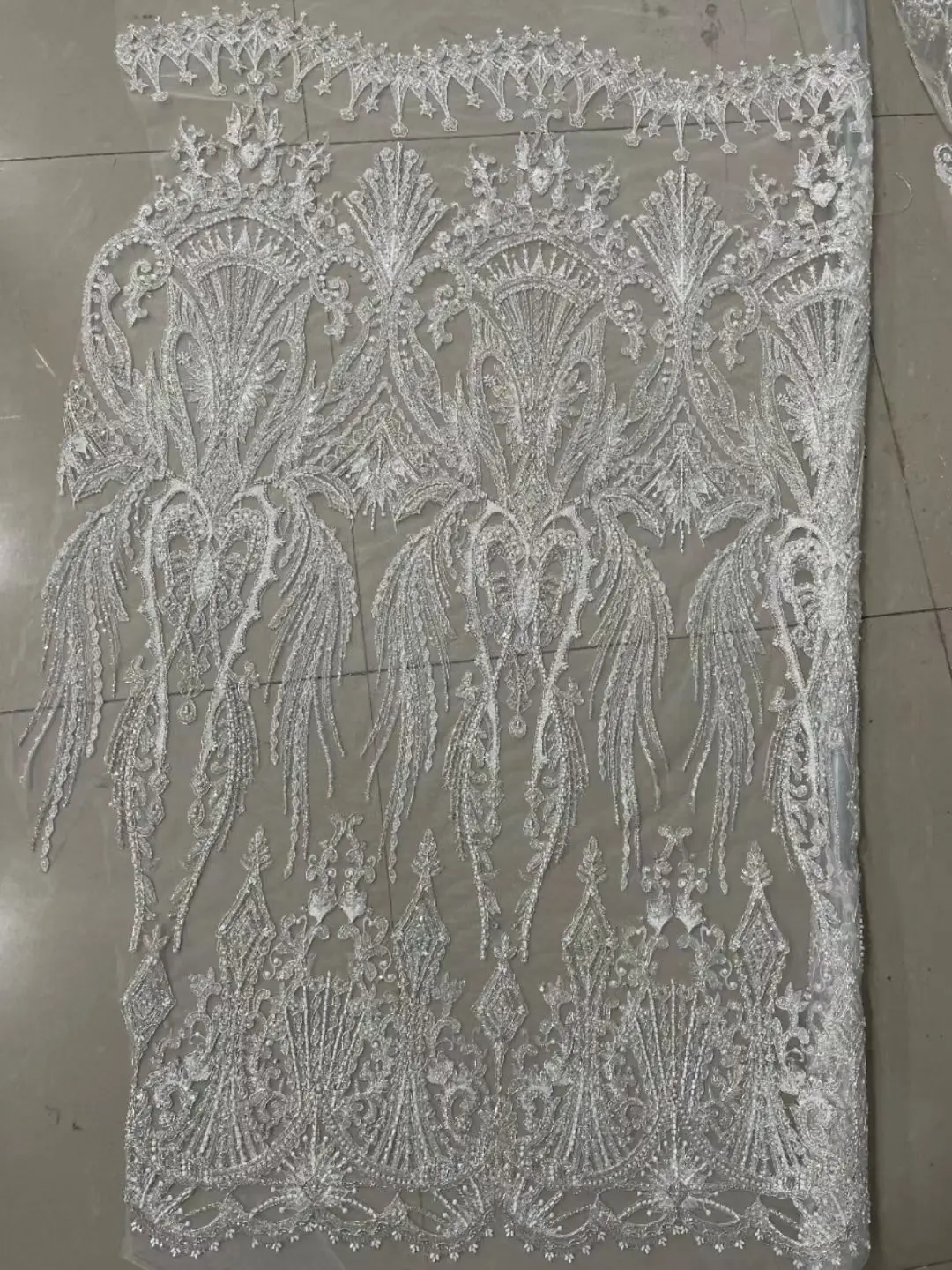 

Custom Made Multicolour Illusionary Sequin Mesh Wedding Dress Floral Fabric Beaded Embroidered Material Accessories