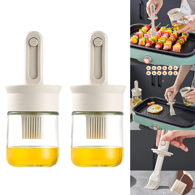 Botella dispensadora de aceite sin BPA, juego de cepillos de silicona resistentes al calor para hornear, cocinar, barbacoa, cocina, accesorio al aire libre para Picnic, 2 uds.