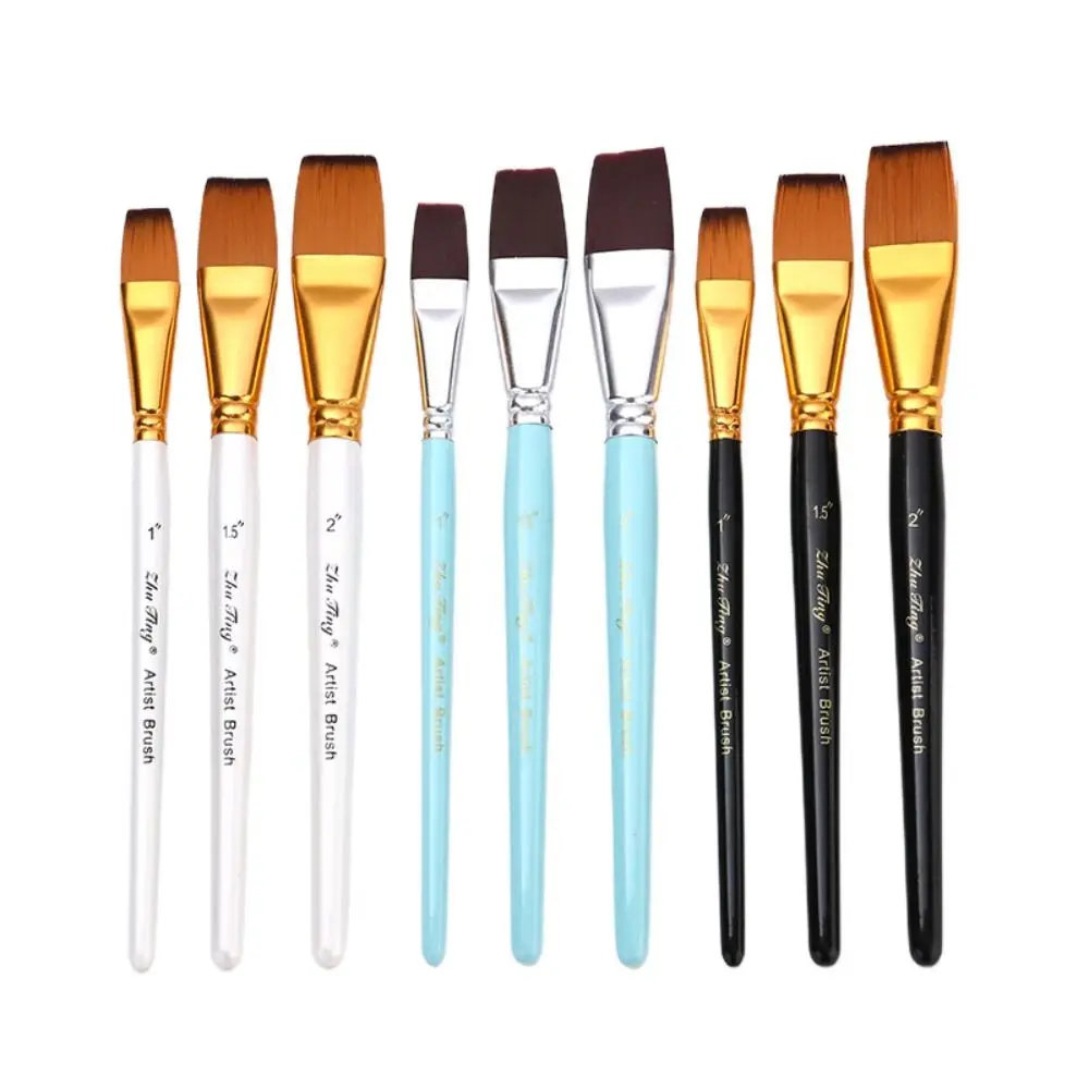 3pcs/set Multifunctional Painting Brush Set Professional Comfortable Grip Watercolor Drawing Brushes Nylon Hair Wooden Handle