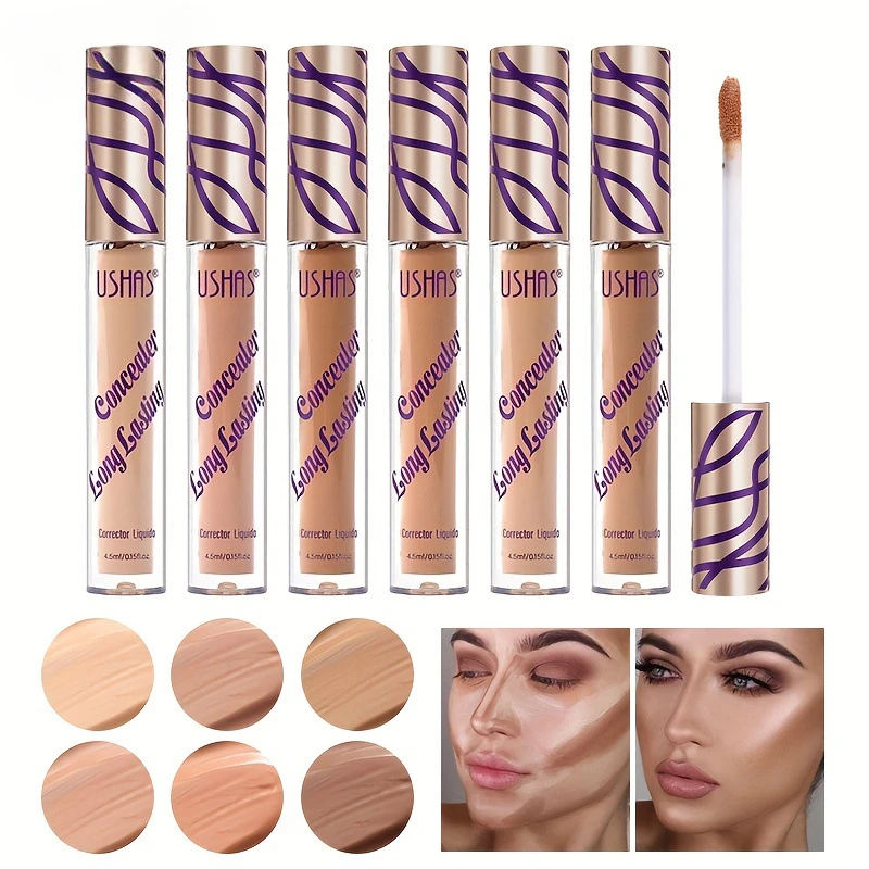 6-color Cream Concealer Waterproof Liquid Concealer Foundation Cream Lasting Makeup Natural Brightening Moisturizing Whitening