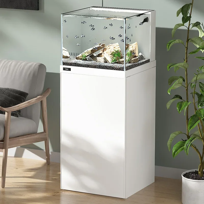 AA Small fish tank, bottom filter back overflow, household living room ultra-white glass ecological aquarium