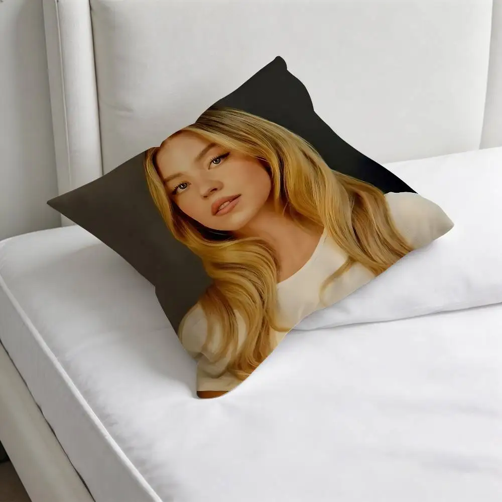 So beautiful S-Sydney Sweeney Decorative Square Pillow Cover Modern Cushion Case for Living Room Bedroom