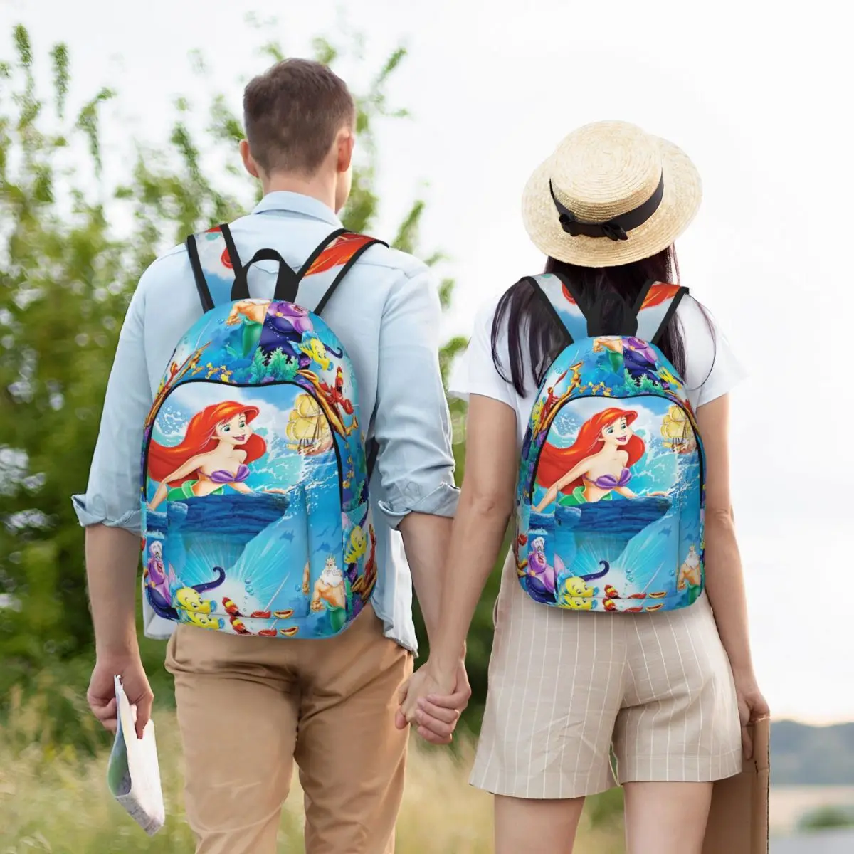 Custom Little Mermaid Poster Laptop Backpack Women Men Fashion Bookbag for College School Students Bag