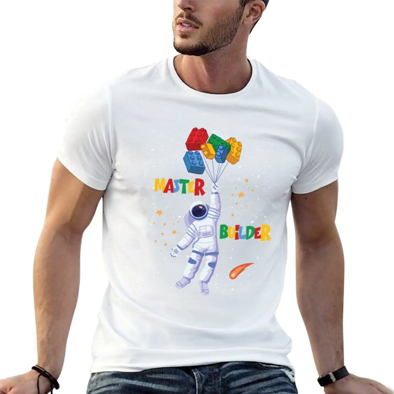 Master Builder Space Astronaut Shirt For Boys, For Men, Funny Building Blocks Bricks Gift T-Shirt man tshirt T-Shirt