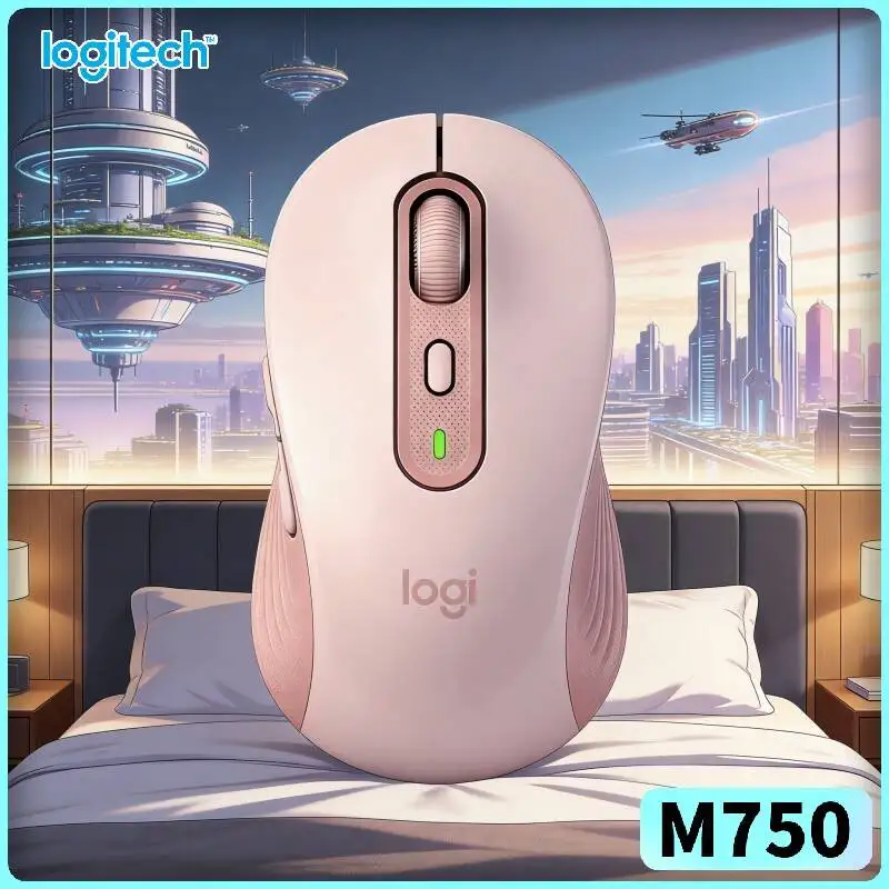 Ergonomic M750 Bluetooth Mouse - Soft Grips 90% Noise Reduction SmartWheel 10m Range 20-Month Battery Multi-Platform Compatible