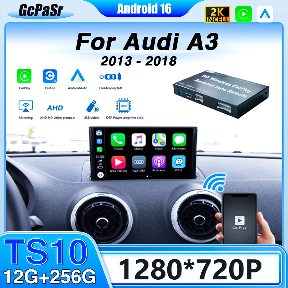 アクセサリー car play Fo r Audi A3 2013-2018 Android 7 Inch For Audi A3 2013-2018 Android 13 Touch Scre Car