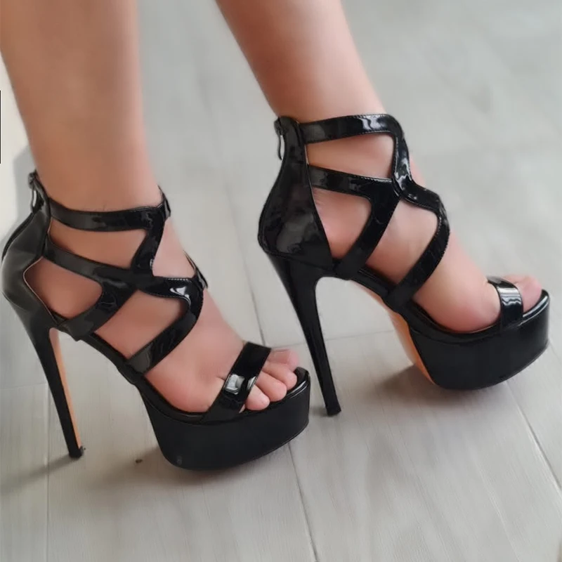 Onlymaker Women OpenToe Platform Ankle Strap Black Leopard Print Thin High Heel Sandals Party Dress Casual Heels