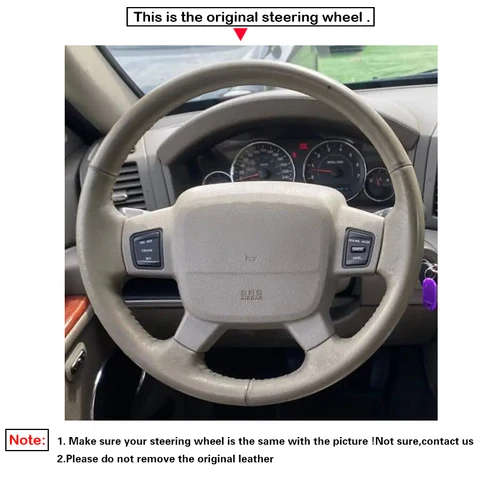 Imagen 2 del producto Protector negro para volante de coche de gamuza sintética para Jeep Commander (XK) 2006-2008 Grand Cherokee III(WK) 2005-2008