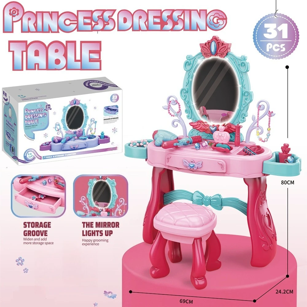 cross-border-children's-simulation-lights-girl-dress-up-makeup-dresser-princess-jewelry-dressing-set-play-house-toys