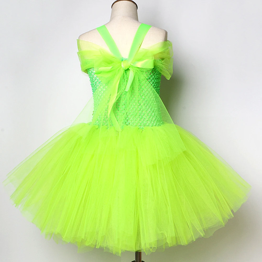 Girls Green Flower Fairy Fancy Dresses for Kids Christmas Costumes Halloween Outfit Princess Ballet Tutus with Wings Magic Wand