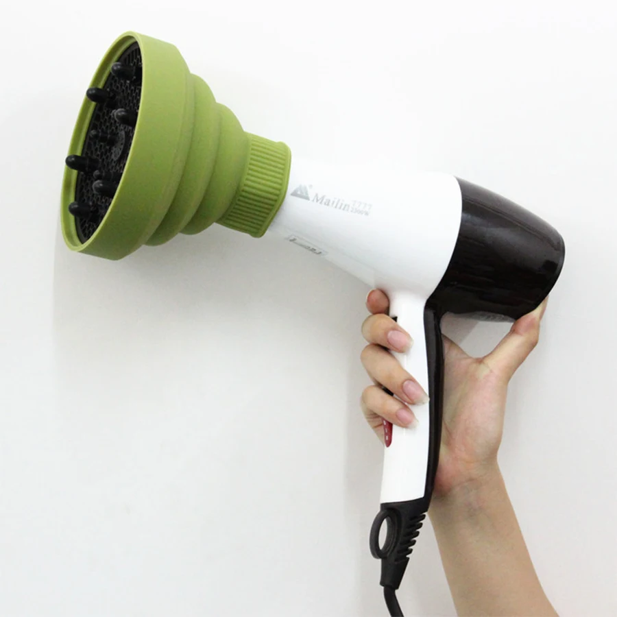 Collapsible Silicone Hair Dryer Diffuser, Universal Foldable Blow Dryer Cover for Curly & Wavy Hair, Portable Retractable Nozzle
