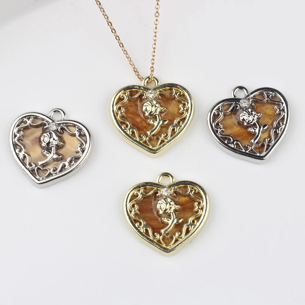 

10 шт., простое сердце, роза, кулон, серьги, ожерелье, браслет, аксессуары для изготовления ювелирных изделий, ручная работа, сделай сам, орнамент, ремесло, мода