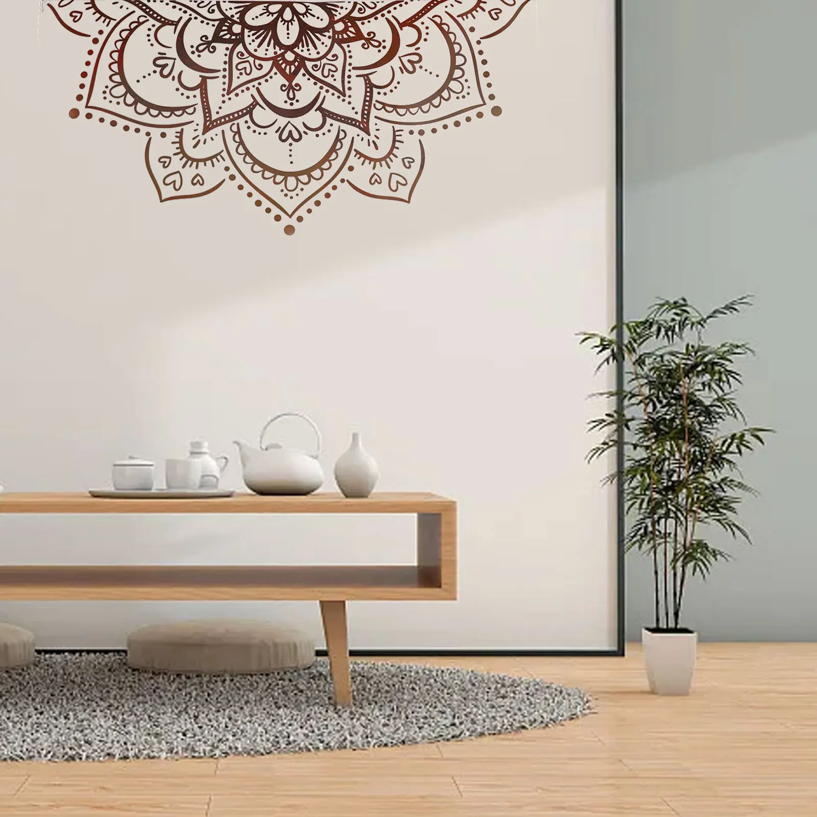 Lotus Flower Wall Sticker, Boho Style Decals, PVC Material, Non toxic, Easy to Apply on Walls, Furniture, and Mirrors