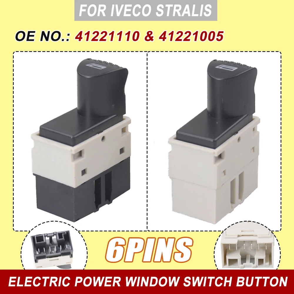 Araba Aksesuarları IVECO STRALIS Değiştirme için Elektrikli Cam Anahtarı Düğmesi 41221005 41221110 6Pim