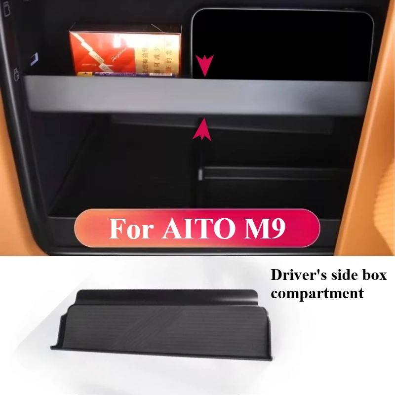 For AITO M9 Accessories Car Driver Side Compartment Compartment Storage Box ABS Waterproof Storage Box