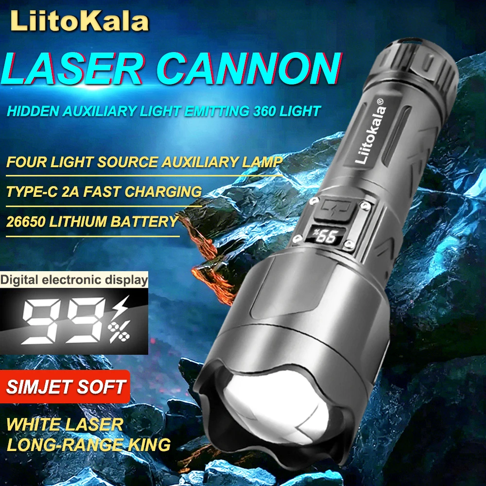 

LiitoKala LF-2305 Portable Digital Flashlight Outdoor High Brightness White Laser Waterproof Long Life Battery Powered