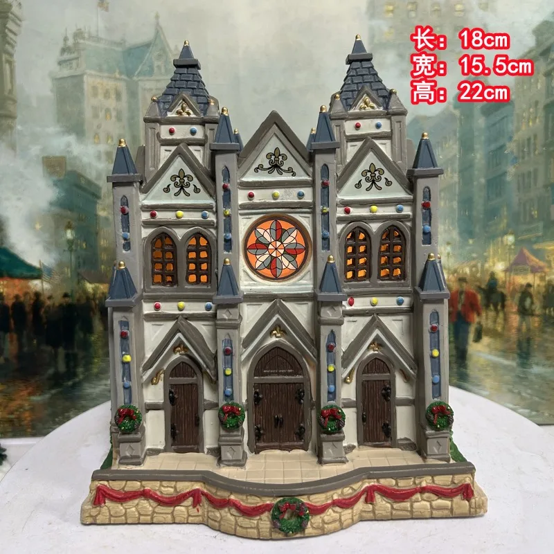 Church Series - Foreign Trade Export Hand Painted Ceramic House Building Scene Home Decorations Christmas Ornaments