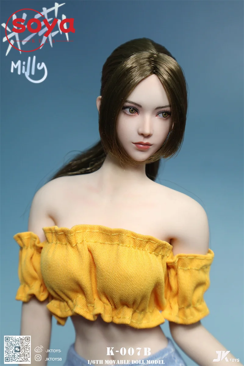 JKTOYS K-007 หุ่นจำลองศีรษะแบบขยับได้ ขนาด 1/6 รุ่นสาวงามเอเชีย มิลลี่ สำหรับตัวฟิกเกอร์แอคชั่นทหารหญิงขนาด 12 นิ้ว