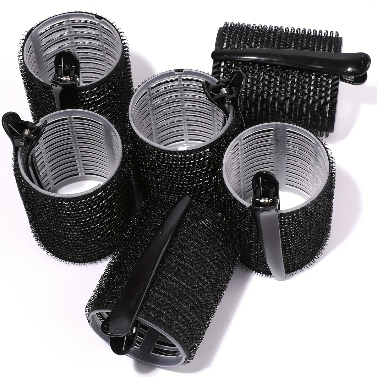 Self-Gripping Hair Curlers 12pcs with Adhesive, Hair Styling Tool - Includes 6 Self-Adhesive Curlers and 6 Hair Clips