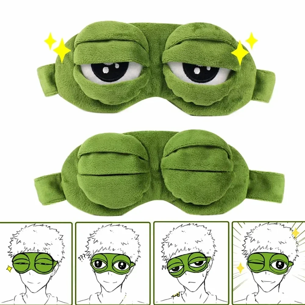 Hirigin New Unisex Creative Travel Sleep 3D Eye Mask Cartoon Frog Filled Hood Eyeshade Cover Blinder Office School Blindfold