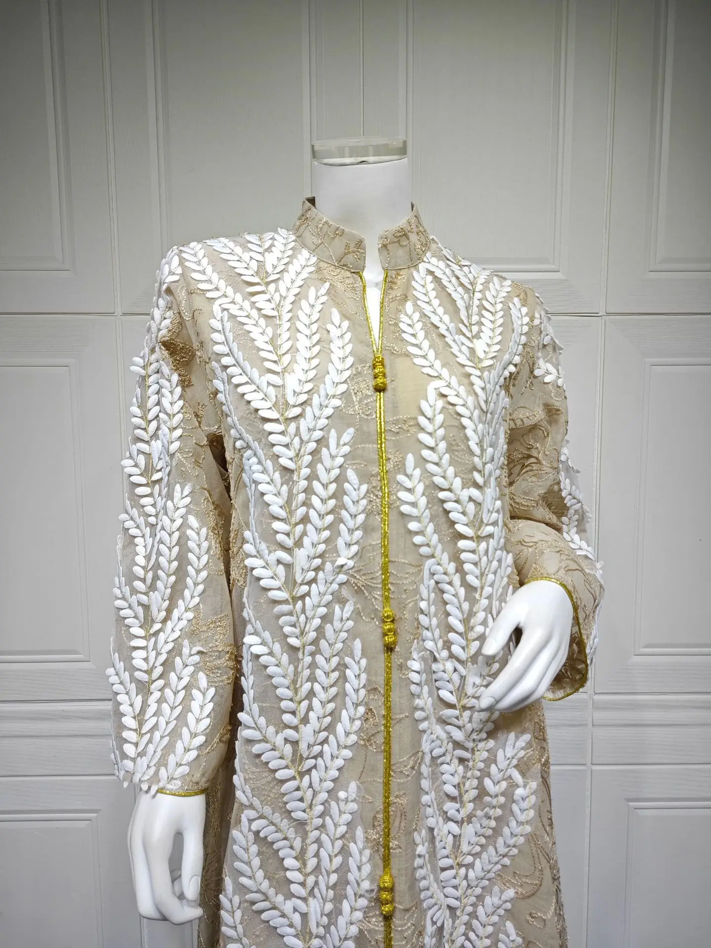 المرأة المسلمة دبي عباية فاخرة شبكة التطريز فستان طويل قفطان متواضع رداء فام فساتين السهرة الأفريقية الملابس الإسلامية #4