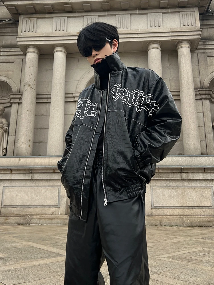 

Bla PU Leather Jaet Men's Autumn Winter Vintage American Retro Couple's Motorcycle Jaet Trendy Youth Loose Fit Outerwear