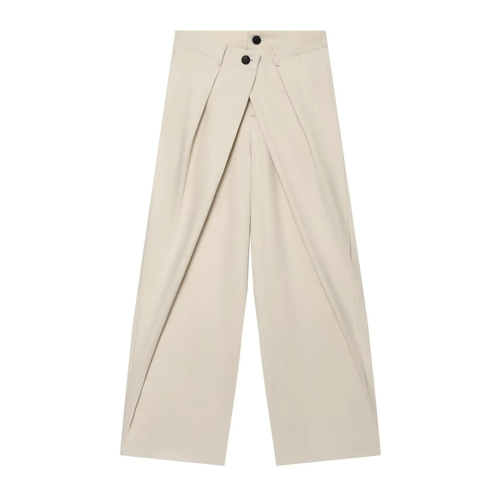 TFMLN Damen Mode Weite Hosen Vintage Hohe Taille Reißverschluss Lässige Gerade Hochgeschnittene Plissierte Lange Hosen Neu – Detail 8