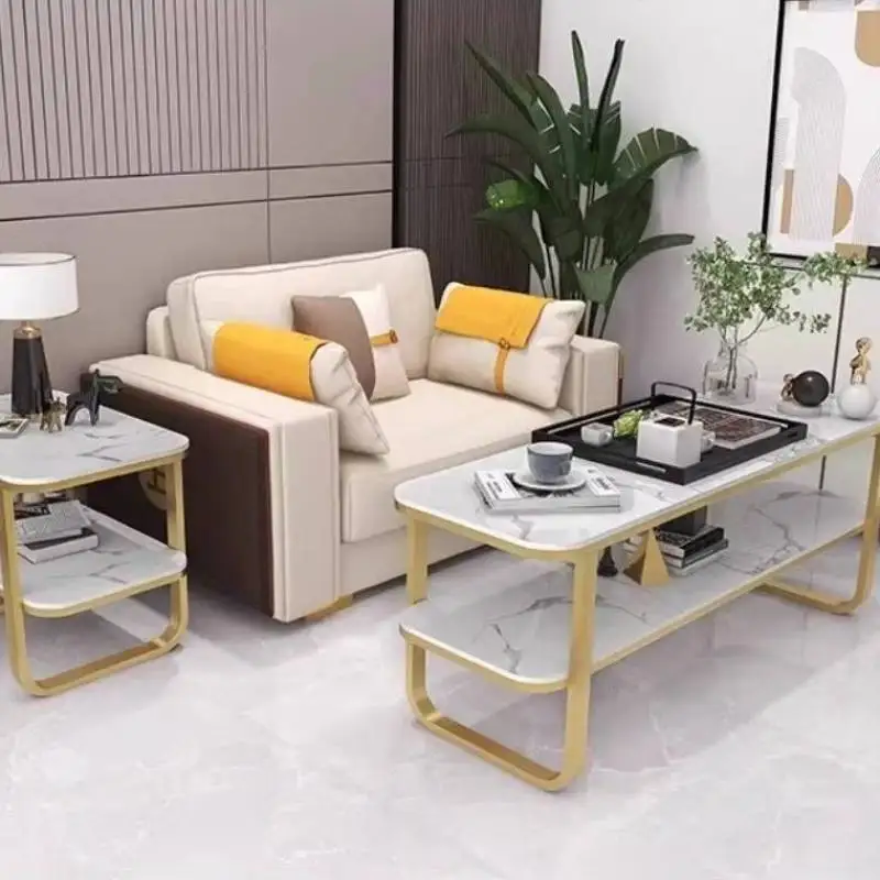 ！@Centerpiece Gold Coffee Table Living Room Marble Mesa Lateral Bedside Coffee Table Center Modern Mesa De Centro Sala Furniture