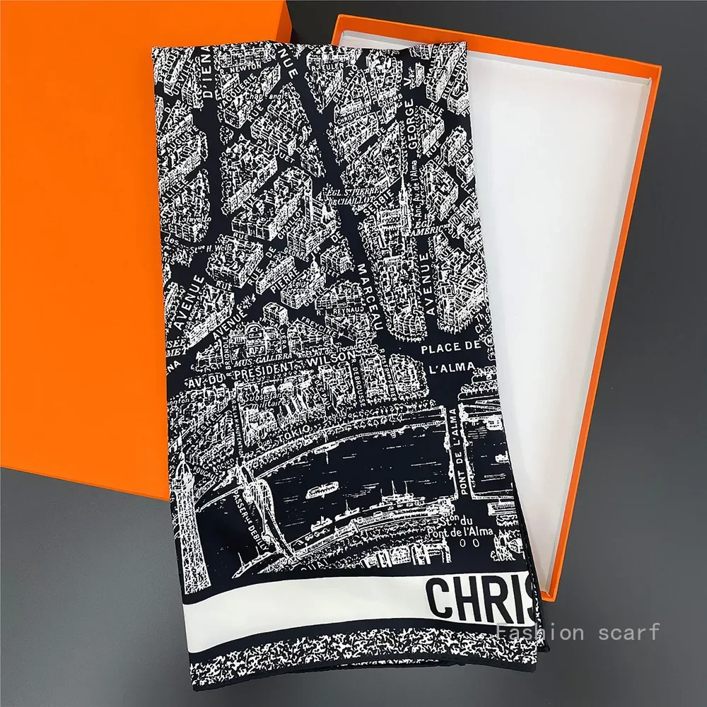 

Elegant Paris Scarf Womens Hand Rolled Edges French Style Decorative Shawl Travel Gift for Mom Fashion Accessories