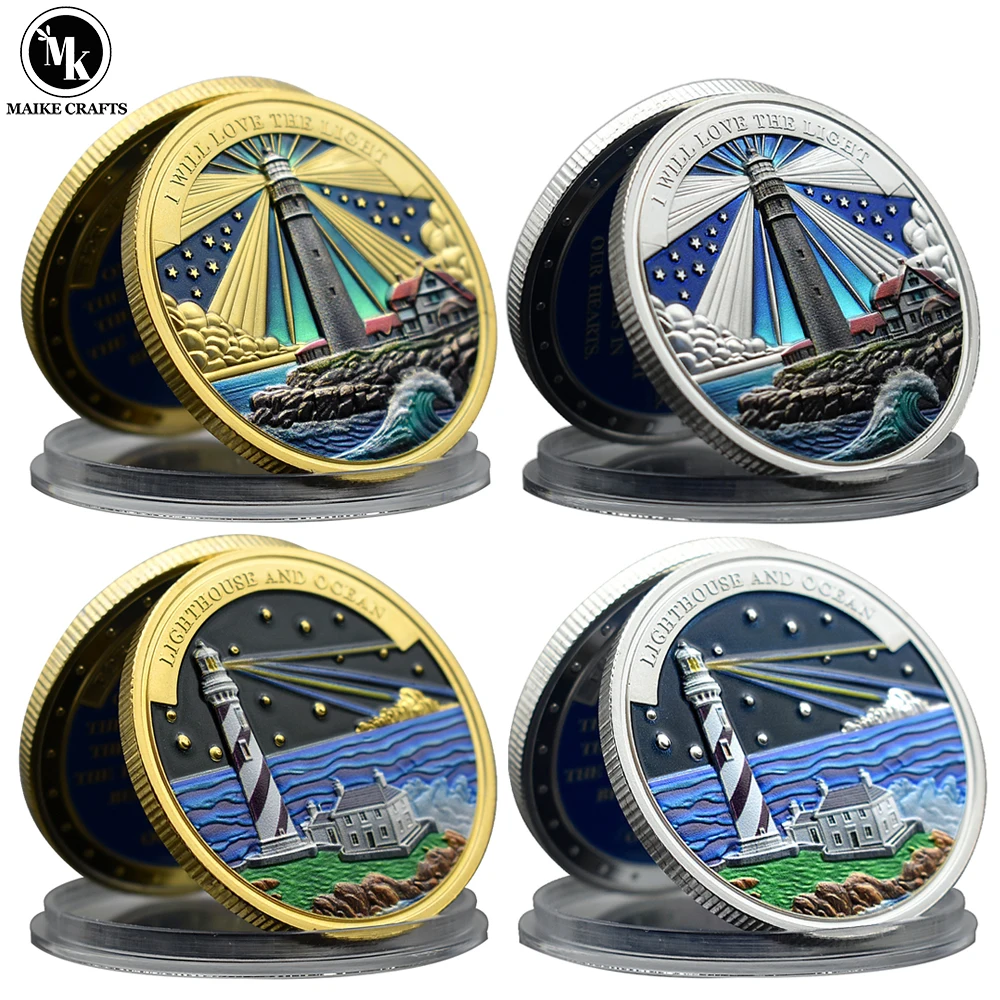 

2024 New Lighthouse and Ocean Commemorative Coin Metal Zinc Alloy Three-dimensional Challenge Coin Collection Holiday Gift