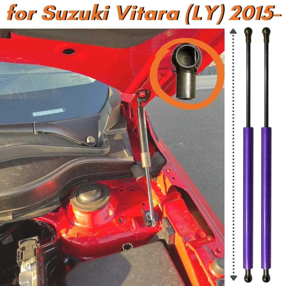 

Qty(2) Hood Struts for Suzuki Vitara LY 4th 2015-present Escudo Front Bonnet Carbon Fiber Gas Spring Lift Support Shock Absorber