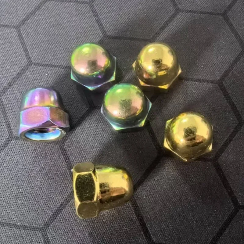 2pcs-10pcs M3 M4 M5 M6 M8 stainless steel with rainbow colourful gloden  Acorn Nut Hex Head Cap Metric Dome Nut