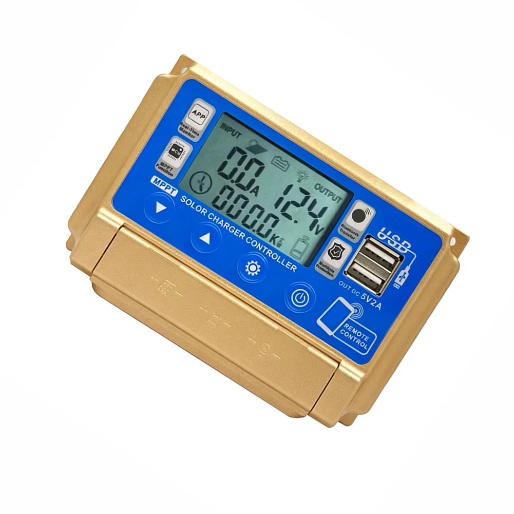 30A 40A 50A 60A MPPT Solar Charge Controller 12V 24V LCD Display Dual USB Port Metal Heat Sink For Panel For Battery Charging De