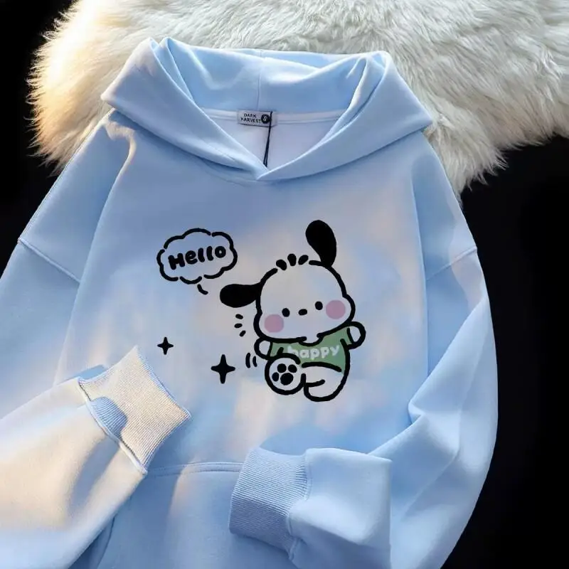 

Sanrio Hello Kitty women's Hoodie Pullover coat tops Autumn Winter Japanese Style New Loose Lazy Oversize Long Sleeve Fashion