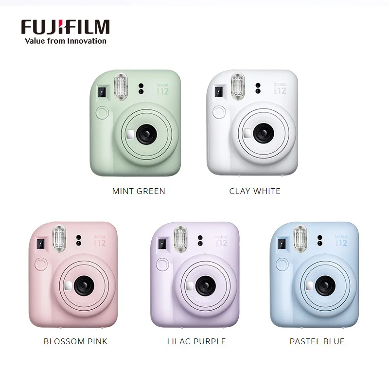 2024 nowy Fujifilm Instax Mini 12 aparat natychmiastowy kwiat różowy/pastelowy niebieski/miętowa zieleń/glina biały/liliowy fioletowy 5 kolorów