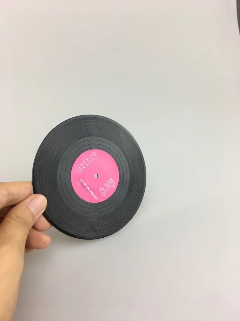 1/6PCS Colorful Retro Coaster Vinyl Record Disk Coasters Funny CD Cup Mats Heat-resistant Non Slip Pad Kitchen Accessories Tools