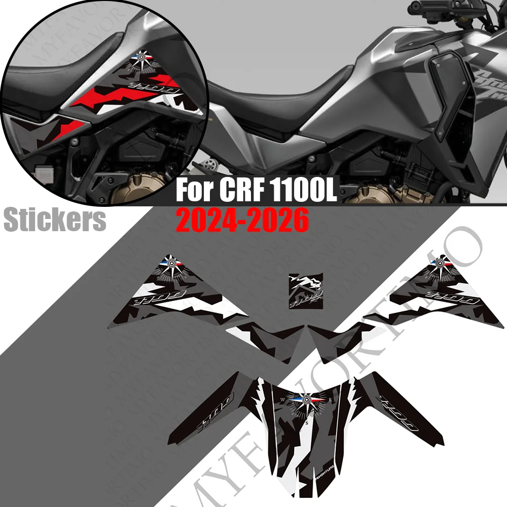 

For CRF 1100L 1000 L CRF1100L CRF1100 Africa Twin AfricaTwin Adventure ADV 2024 2025 2026 Sports Tank Pad Stickers moto Decals