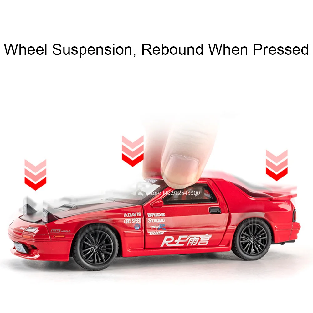 1:32 RX-7 MX-5 장난감 자동차 모델 합금 바디 사운드 라이트 후진 충격 흡수 시뮬레이션 모델 장식 어린이 선물