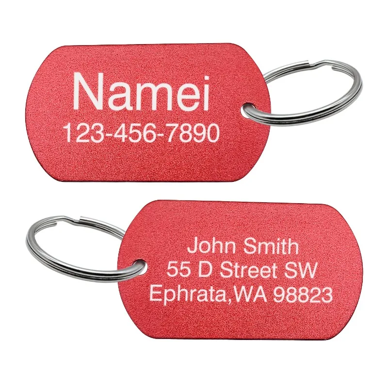 Engraved Dog Plate Tag Military Pet Id Tags Aluminum Name Pendant Dog Tags Personalized Customized Dog Tag