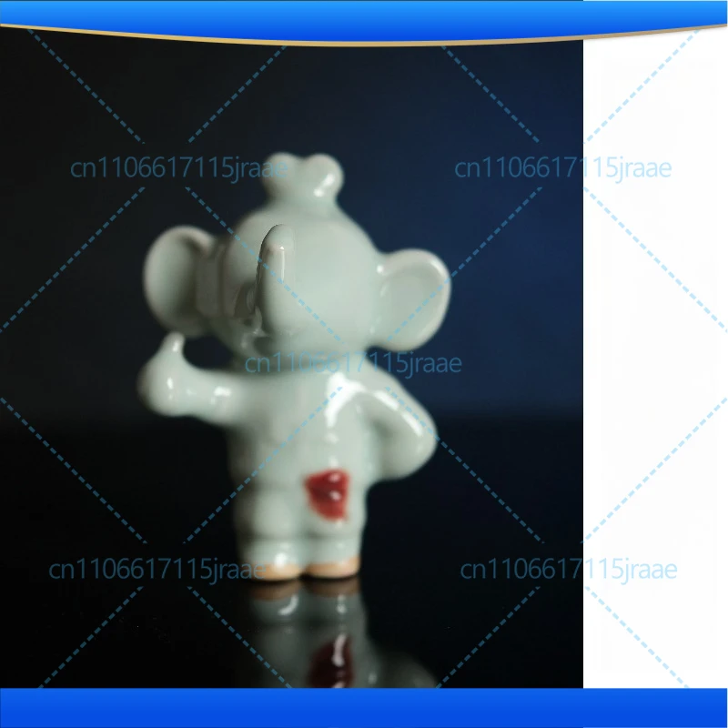 Jun red smudge kiln change! Xiangli Qingfu! Little auspicious elephant! Handmade Jun porcelain ornament