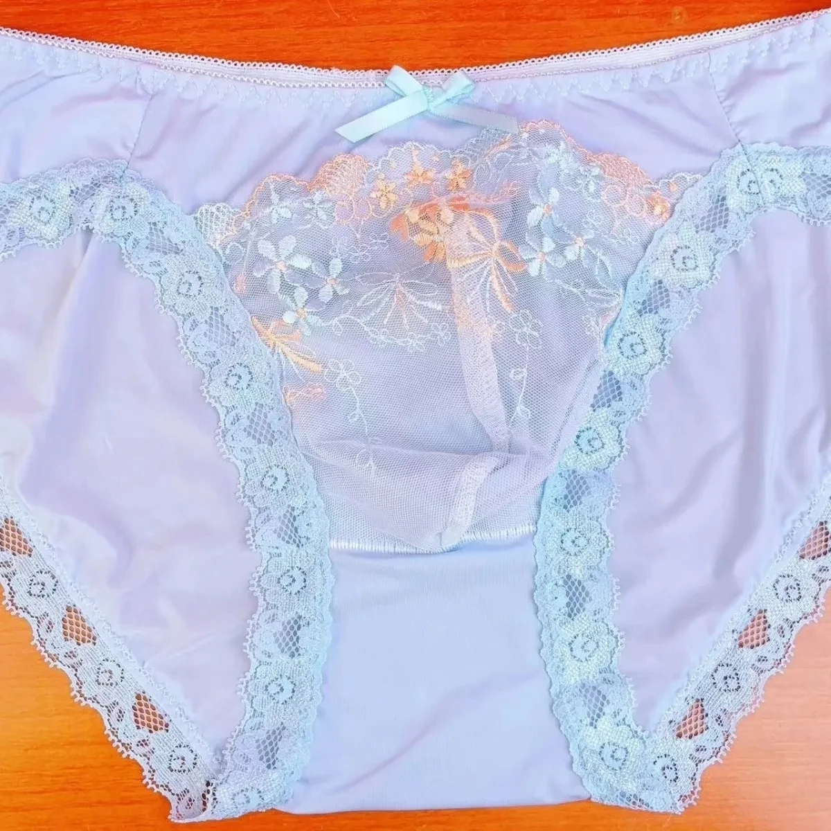 Man's Lace Embroid Sexy Blue Briefs Convex Pouch Lingerie Panty Live Show Dance DJ Club Private Party FKK BF Gift Panties