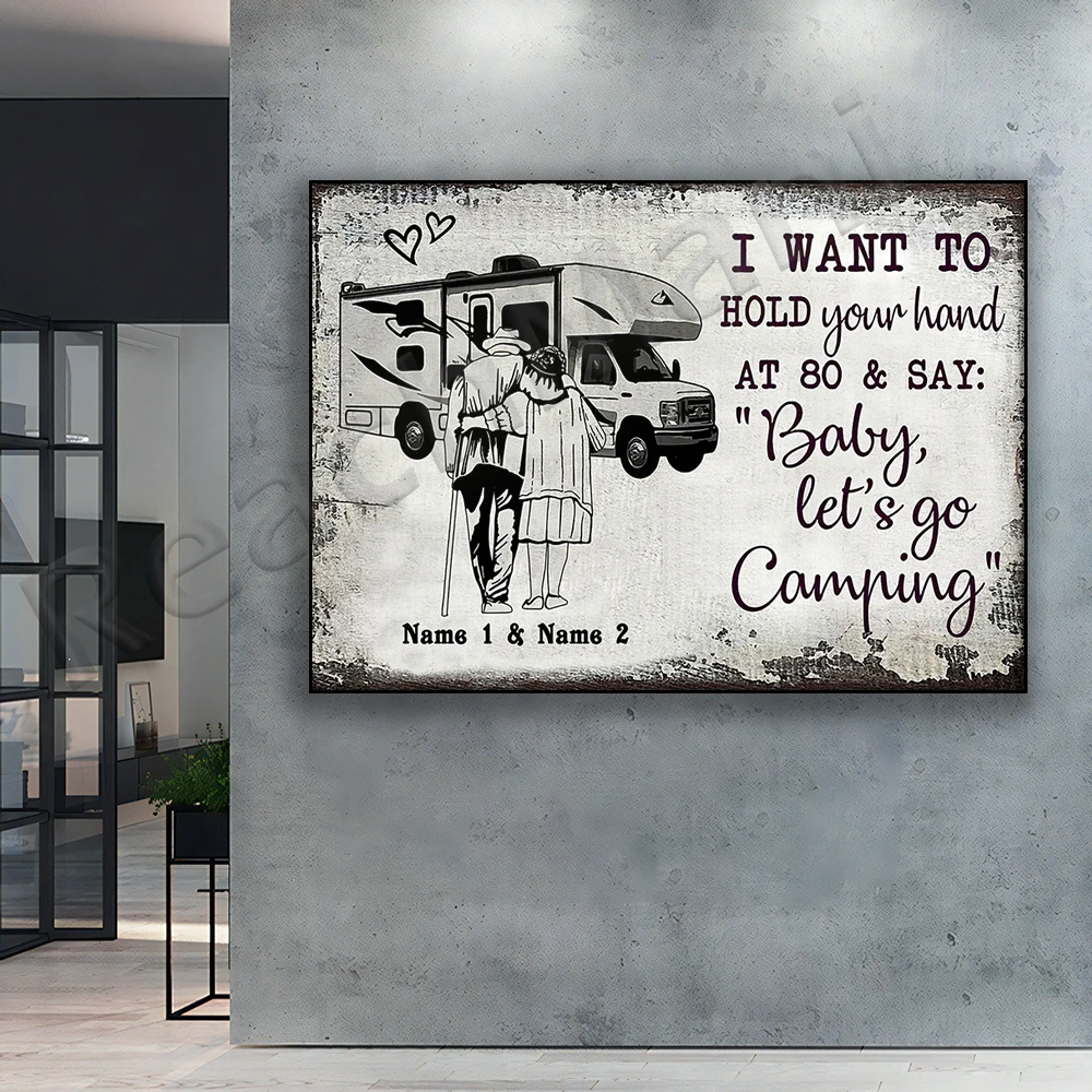 Personalized Custom Name Gift RV Camping Camping Couple Sketch Poster Valentine's Day Home Living Decor Poster