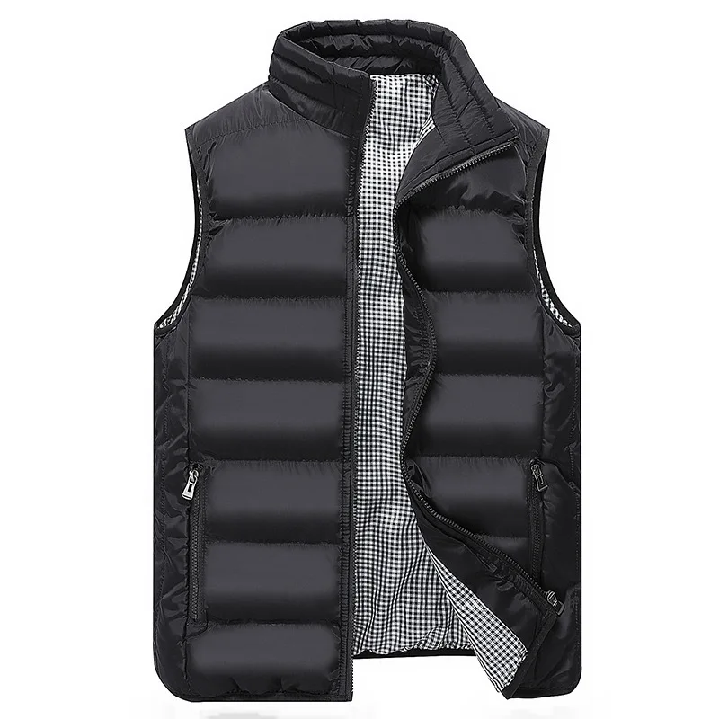 2024High Quality Brand Coats Vest Jacket Men\'s Fall and Winter Casual Comfortable Sleeveless Solid Color Thickened Cotton Jacket