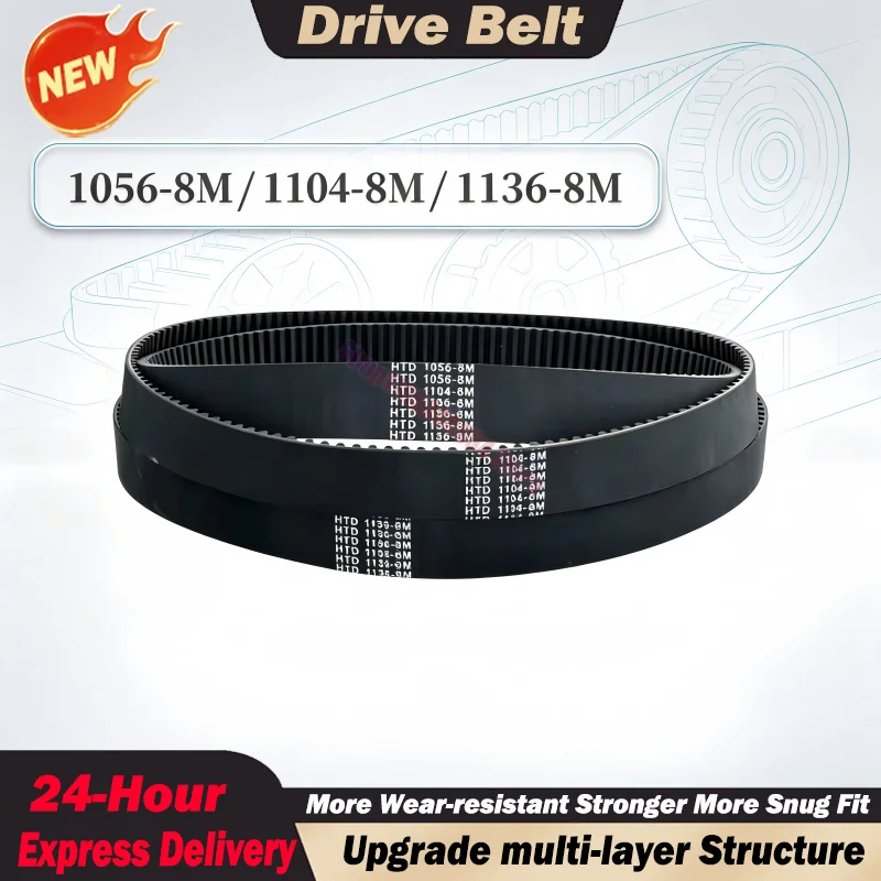 For HTD 1056-8M 1104-8M 1136-8M 8M Timing Belt Premium Rubber Material Drive Synchronous Belt